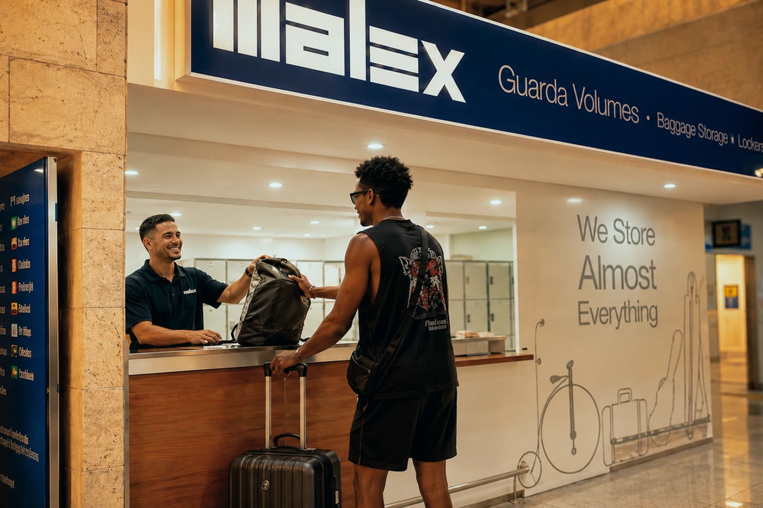 Balcão de guarda-volumes do Galeão com armários