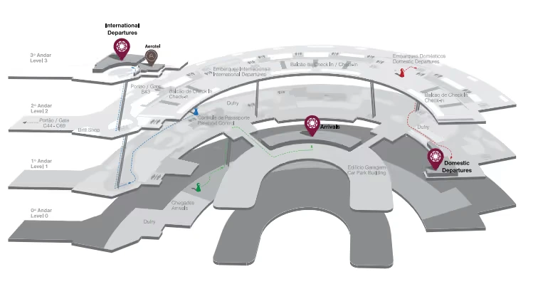 Mapa da Sala VIP no terminal